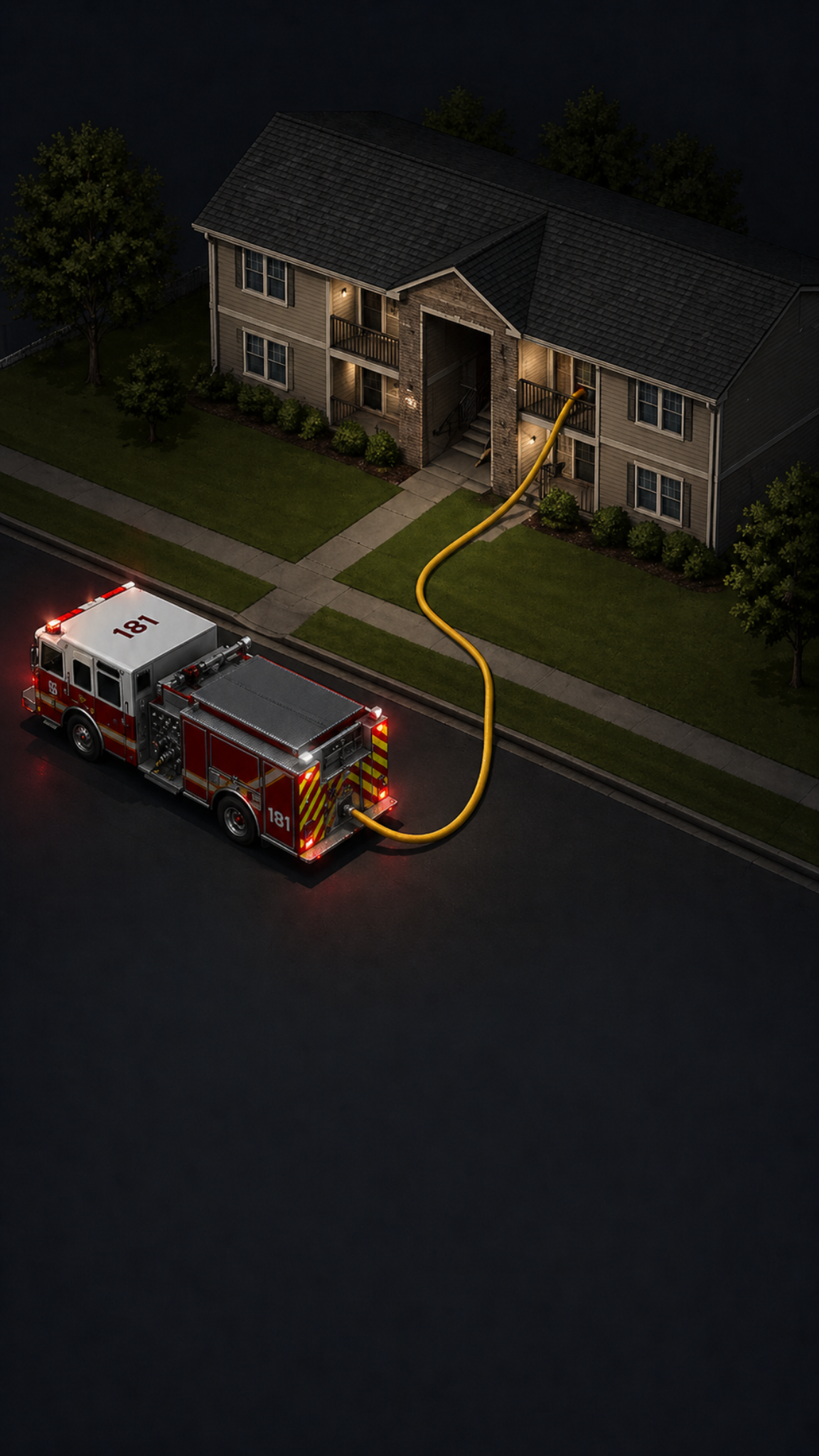 Engine 181 supplying a residential single attack line scenario